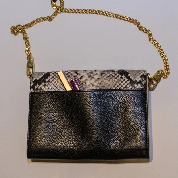 Tory Burch Python Print Crossbody Bag with Gold Chain - Picture 4 of 6